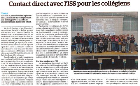 Contact direct avec l'ISS pour les collégiens