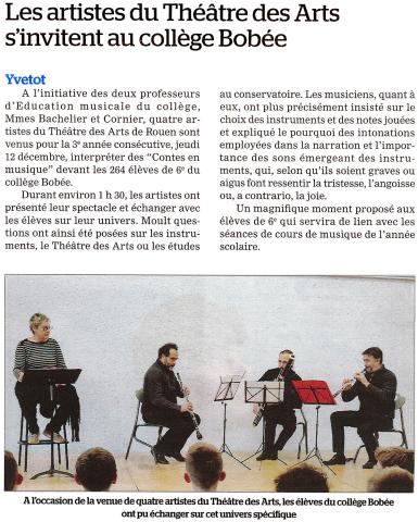 Les artistes du Théâtre des Arts s'invitent au collège